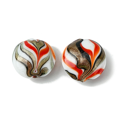 Handmade Gold Sand Lampwork Beads FOIL-B001-02-1