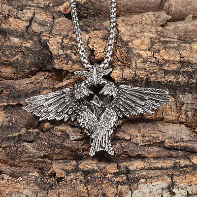 Vintage Alloy Wing Pendant Necklaces for Unisex WG46438-01-1