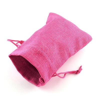 Polyester Imitation Burlap Packing Pouches Drawstring Bags ABAG-R005-14x10-M-1
