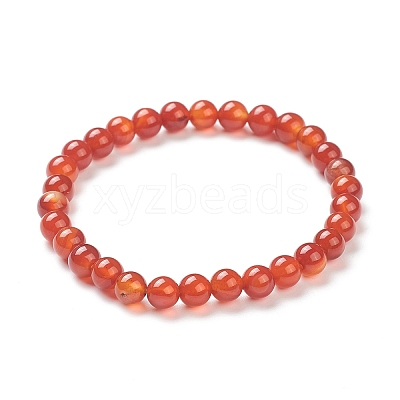 Natural Red Agate Beaded Stretch Bracelets BJEW-D446-B-26-1