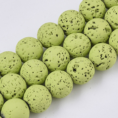 Spray Painted Natural Lava Rock Beads Strands G-N0324-D-08-1