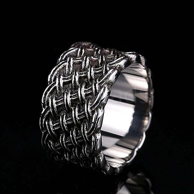 Knitted Textured 304 Stainless Steel Finger Rings FS-WG9203F-03-1
