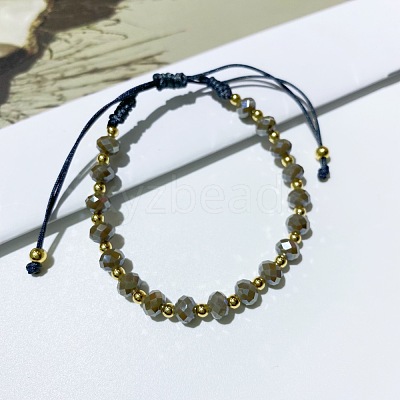 Glass Braided Bead Bracelet UY5829-2-1
