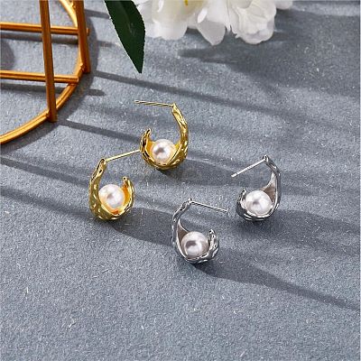 Natural Pearl Teardrop Stud Earrings JE1078B-1