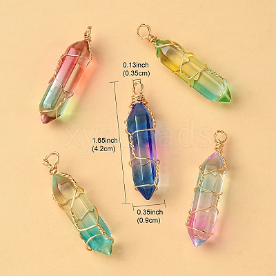 5Pcs 5 Colors Glass Pendants GLAA-YW0003-24-1