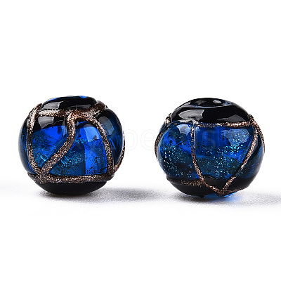 Handmade Gold Sand Lampwork Beads LAMP-T019-12mm-05-1