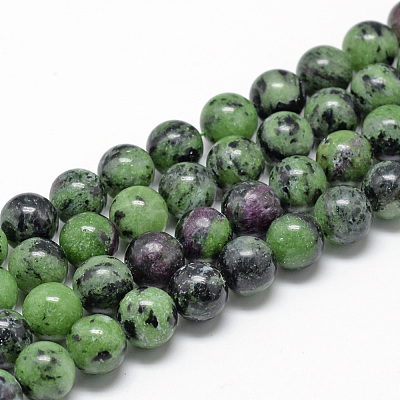 Natural Ruby in Zoisite Beads Strands X-G-R446-8mm-25-1