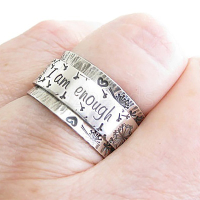 Dandelion with Word Pattern Alloy Finger Rings FS-WG2A4E2-01-1