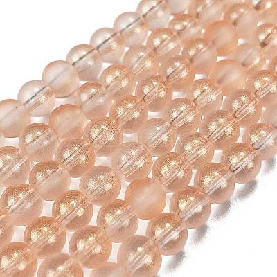 Frosted Transparent Glass Bead Strands GLAA-P065-6mm-05-1