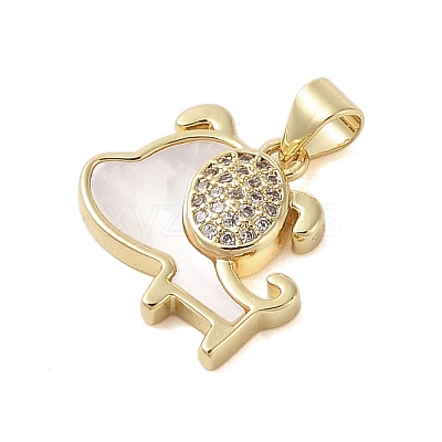 Brass Micro Pave Clear Cubic Zirconia Pendants KK-I712-41G-1
