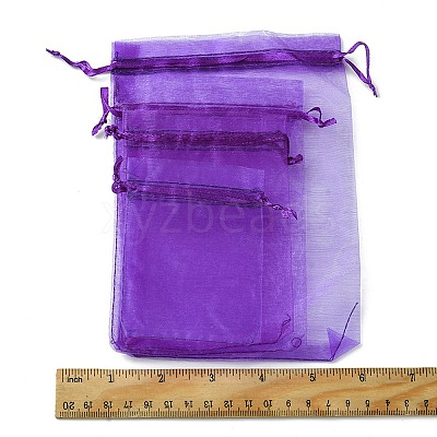 30Pcs 4 Styles Rectangle Organza Bags Jewellery Storage Pouches Wedding Favour Party Mesh Drawstring Gift OP-FS0001-01E-1