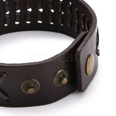 Vintage Cowhide Leather Braided Cord Bracelet for Men BJEW-A039-02B-1
