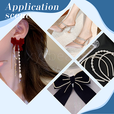 Plastic Pearl & Rhinestone Cup Chains CH-WH0013-01B-G-1