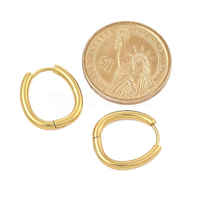 PVD Vacuum Plating 202 Stainless Steel Huggie Oval Hoop Earrings LS-EJEW-H003-07G-06-1