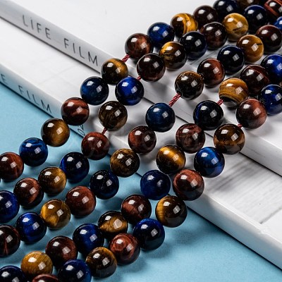 Natural Tiger Eye Beads Strands X-G-F173-14-8mm-1