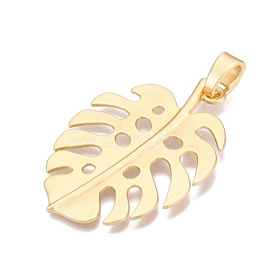 Leaf Rack Plating Alloy Big Pendants FIND-N005-50G-1