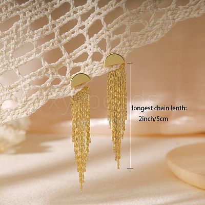 Brass Chain Tassel Stud Earrings FS-WGE0263-01-1