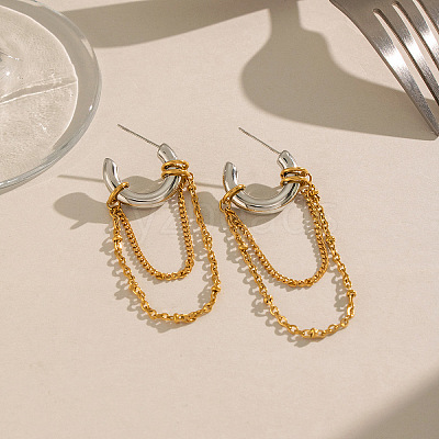 304 Stainless Steel Tassel Stud Earrings for Women BJ7288-1