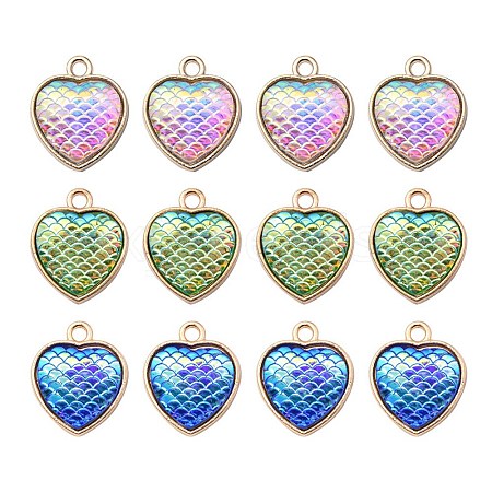 12Pcs 3 Colors Alloy Resin Pendants FIND-YW0003-75-1