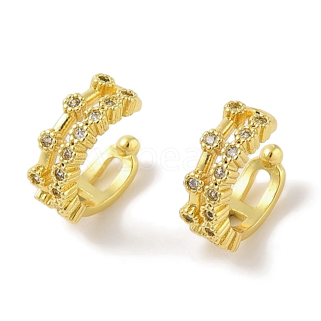 Brass Micro Pave Clear Cubic Zirconia Cuff Earrings for Women EJEW-I305-25G-1