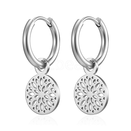 Stainless Steel Round Dangle Earrings for Women WC9613-2-1