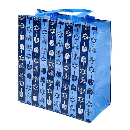 Hanukkah Theme Non-Woven Reusable Folding Gift Bags with Handle ABAG-NH0001-01D-1