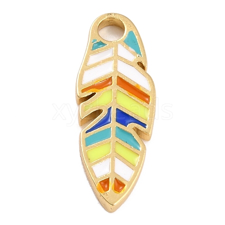 Golden Plated Brass Enamel Pendants KK-P197-15A-G-1