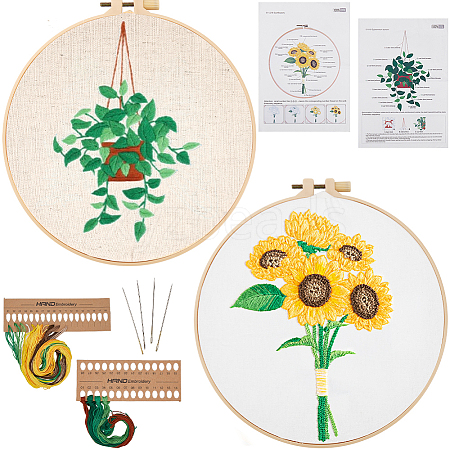 2 Sets 2 Styles DIY Embroidery Kits DIY-GF0009-97A-1