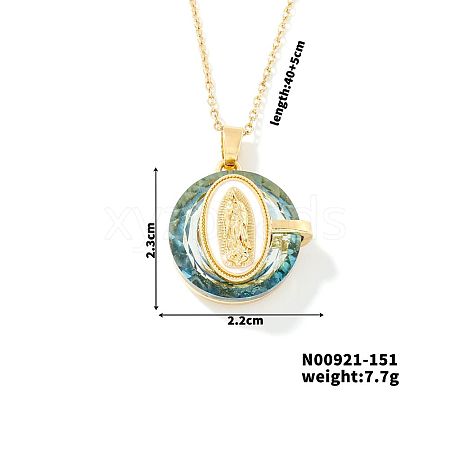 Luxury Fashionable American and European Style Brass Glass Virgin Mary Pendant Necklaces for Women DB7560-6-1