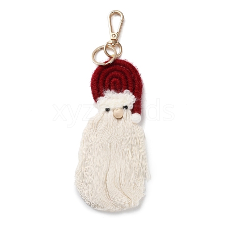 Christmas Theme Macrame Weaving Santa Claus Tassel Cotton Thread Keychain FIND-M045-01-1