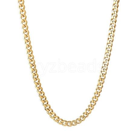 Vacuum Plating 201 Stainless Steel Curb Chain Necklaces NJEW-Q336-11A-G-1