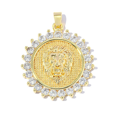 Brass Clear Cubic Zirconia Pendants KK-OY001-22G-1