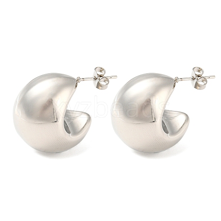 304 Stainless Steel Plain Dome Stud Earrings EJEW-H102-01P-1