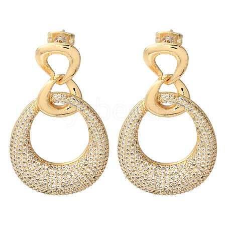 Rack Plating Brass Micro Pave Cubic Zirconia Dangle Stud Earrings EJEW-M230-13G-1