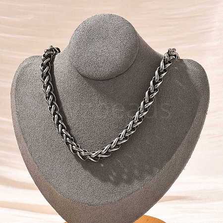 304 Stainless Steel Wheat Chain Necklaces for Women Men NJEW-A033-03E-AS-1