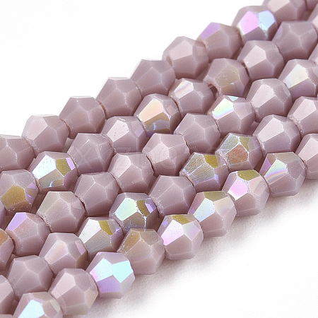 Opaque Solid Color Electroplate Glass Beads Strands EGLA-A039-P2mm-L13-1