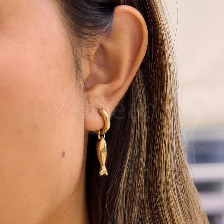 304 Stainless Steel Hoop Dangle Earrings for Women SA-CBA210F-01G-1