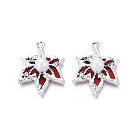 Alloy with ABS Imitation Pearl & Crystal Rhinestone & Acrylic Pendants PALLOY-Q466-04P-03-1