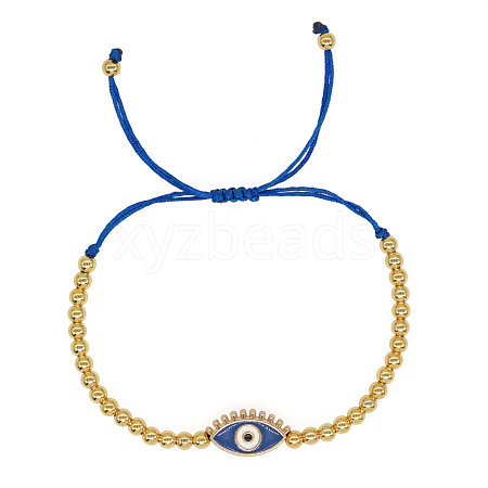 Alloy Round & Evil Eye Braided Bead Bracelets TG4711-4-1