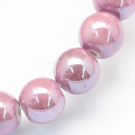 Pearlized Handmade Porcelain Round Beads X-PORC-S489-10mm-16-1