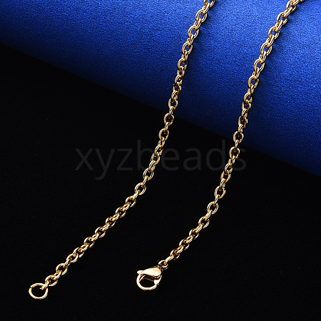 PVD Vacuum Plating 304 Stainless Steel Cable Chain Necklace NJEW-S420-007C-G-1