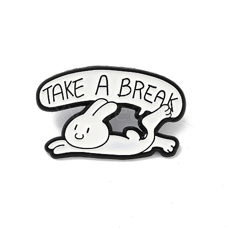 Cartoon Rabbit Take A Break Enamel Pins JEWB-R001-06EB-05-1