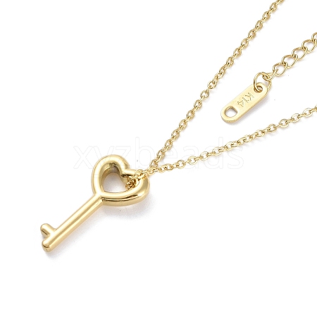 Heart Key Pendant Necklaces NJEW-G128-04G-1