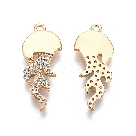 Brass Micro Pave Clear Cubic Zirconia Pnedants KK-C005-13G-1