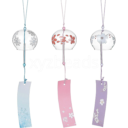 BENECREAT 3Pcs 3 Styles Glass Wind Chime HJEW-BC0001-12-1