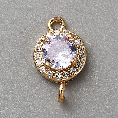 Light Gold Plated Brass Pave Cubic Zirconia Connector Charms KK-CJC0001-41KCG-04-1