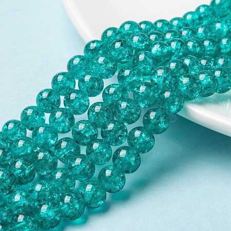 Spray Painted Crackle Glass Beads Strands CCG-Q001-8mm-15-1