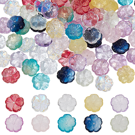 100Pcs 10 Colors Transparent Glass Beads GLAA-DR0001-08-1