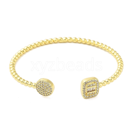 Brass Micro Pave Cubic Zirconia Cuff Bangles BJEW-E095-04G-1