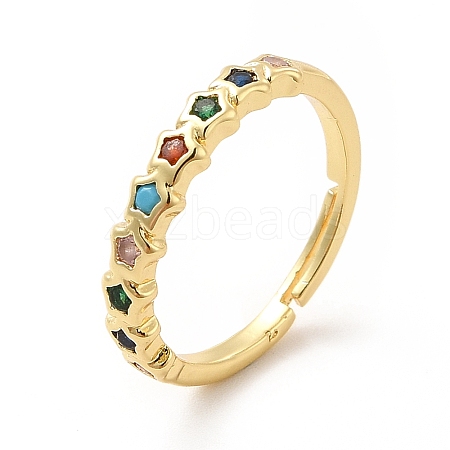 Colorful Cubic Zirconia Star Adjustable Ring KK-H439-17G-1